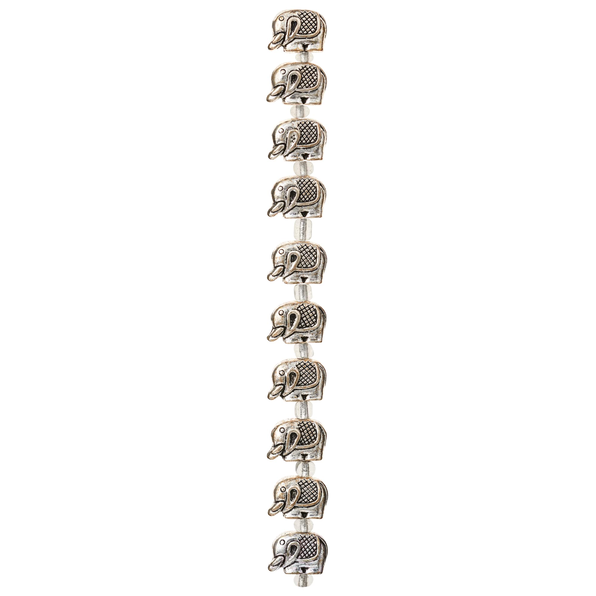 Silver Metal Elephant Beads, 12mm by Bead Landing™